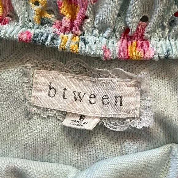 Btween Girls Light Blue Pink Yellow Floral Ruffle Neck Dress Size 6 Spring - Picture 4 of 5